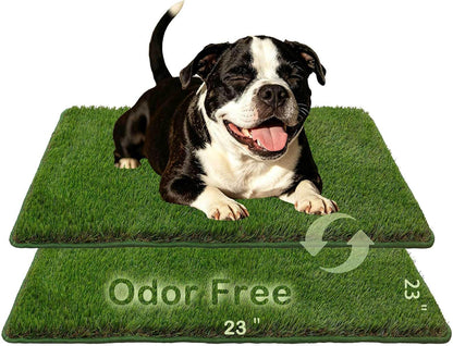 Artificial Grass,Odor Free Dog Grass Mat,Puppy Potty Training Pad | Strong Absorbency Grass Pad with Countless Drainage Holes,Soft,Realistic,Hemmed Edge,Easy to Clean(2PCS)