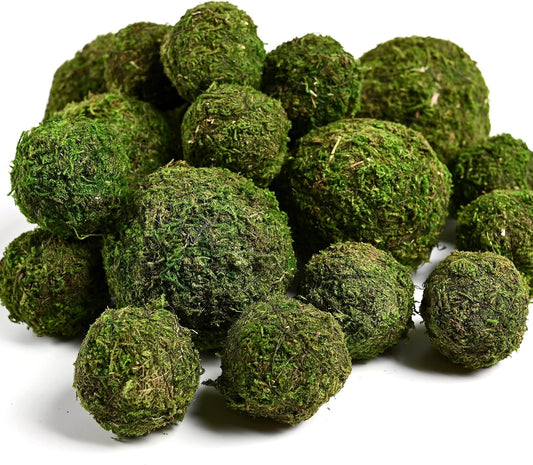 Usmola 18pcs Fake Moss Balls, 6pcs 3.2" Faux Green Balls + 12pcs 2" Artificial Moss Decorative Balls for Centerpiece Bowls (Fresh Green)