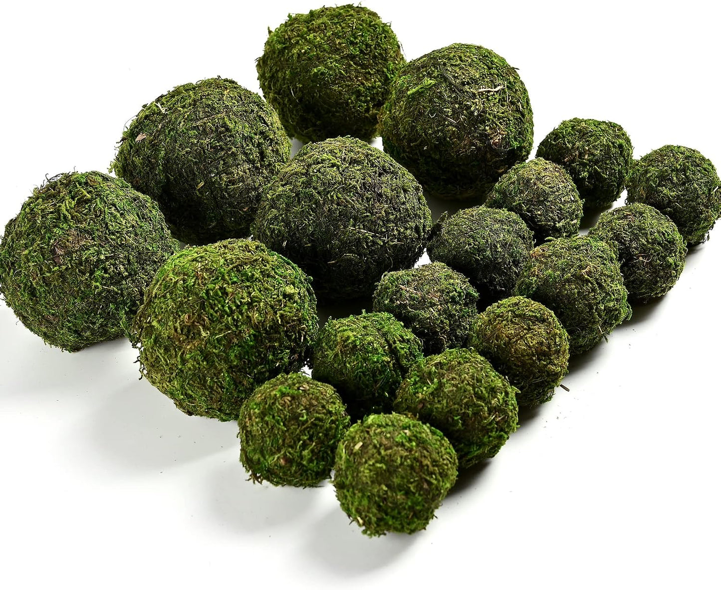 Usmola 18pcs Fake Moss Balls, 6pcs 3.2" Faux Green Balls + 12pcs 2" Artificial Moss Decorative Balls for Centerpiece Bowls (Fresh Green)