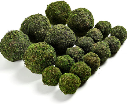 Usmola 18pcs Fake Moss Balls, 6pcs 3.2" Faux Green Balls + 12pcs 2" Artificial Moss Decorative Balls for Centerpiece Bowls (Fresh Green)