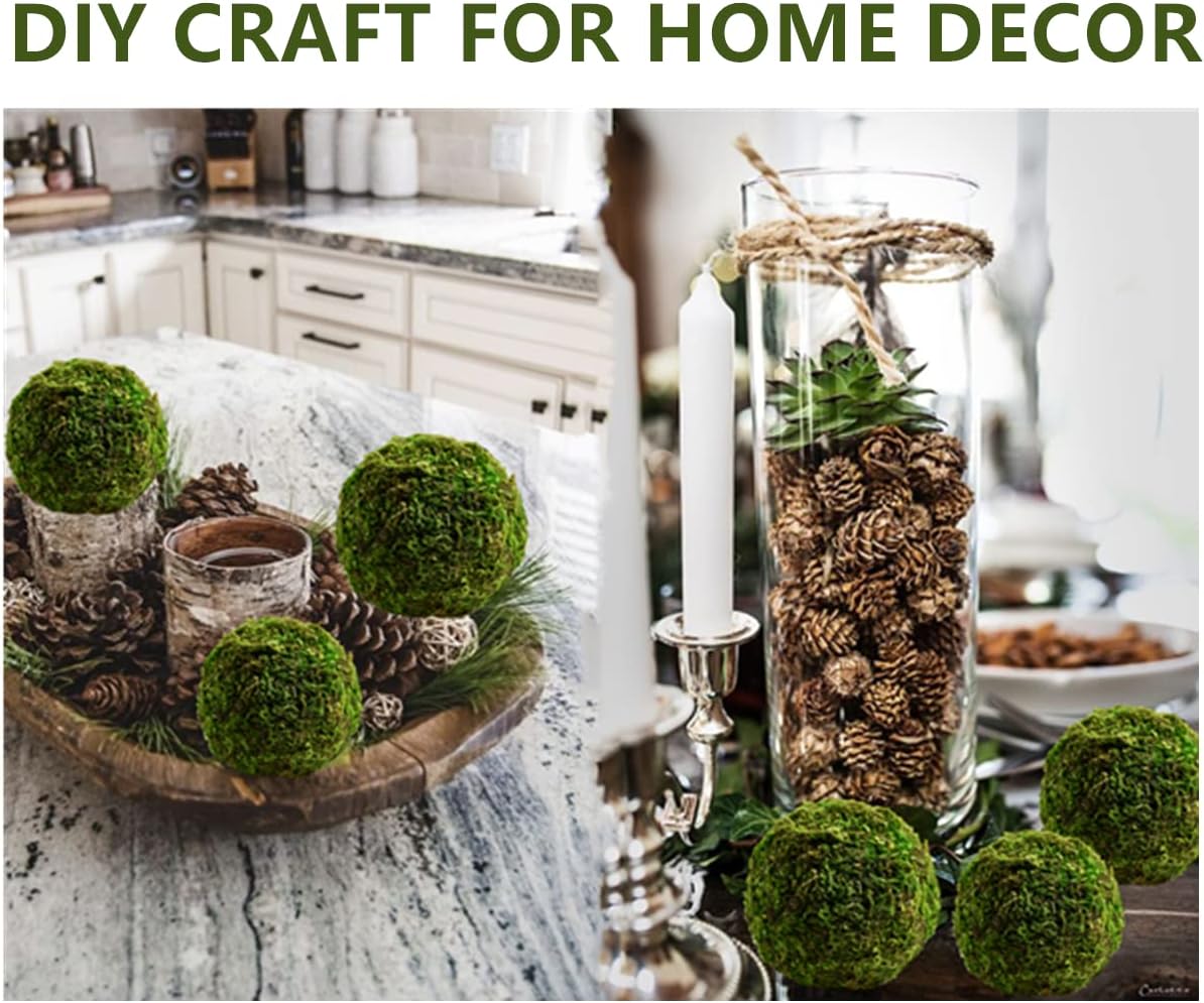 Usmola 18pcs Fake Moss Balls, 6pcs 3.2" Faux Green Balls + 12pcs 2" Artificial Moss Decorative Balls for Centerpiece Bowls (Fresh Green)