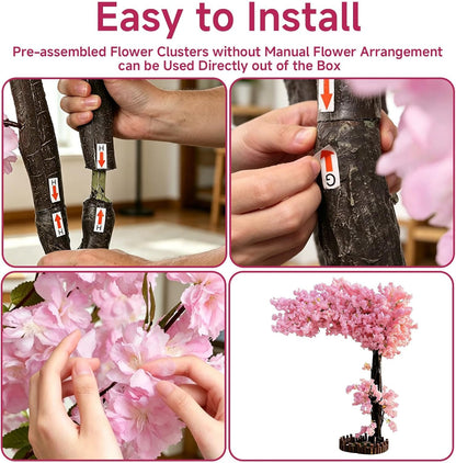 Grande Artificial Cherry Blossom Tree,Pink Faux Flower Tree Arbol De Cerezo for Home, Office, Wedding, Party & Indoor and Outdoor Decor,Extension/H 6FT x W 5FT