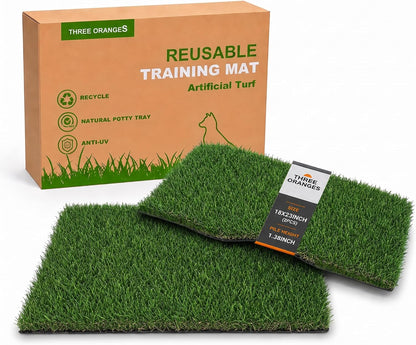 Dog Grass Pee Pads, 2 Pack 14 x 18 Inch Artificial Grass Replacement Mats for Dog Potty Trays, Soft 1.38 Inch Washable Turf with Drainage Holes, Indoor Outdoor
