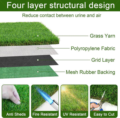 Dog Grass Pee Pads, 2 Pack 14 x 18 Inch Artificial Grass Replacement Mats for Dog Potty Trays, Soft 1.38 Inch Washable Turf with Drainage Holes, Indoor Outdoor