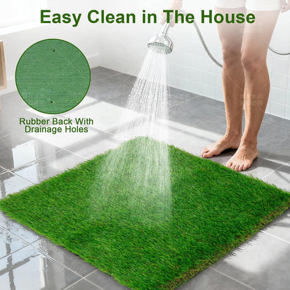 Dog Grass Pee Pads, 2 Pack 14 x 18 Inch Artificial Grass Replacement Mats for Dog Potty Trays, Soft 1.38 Inch Washable Turf with Drainage Holes, Indoor Outdoor