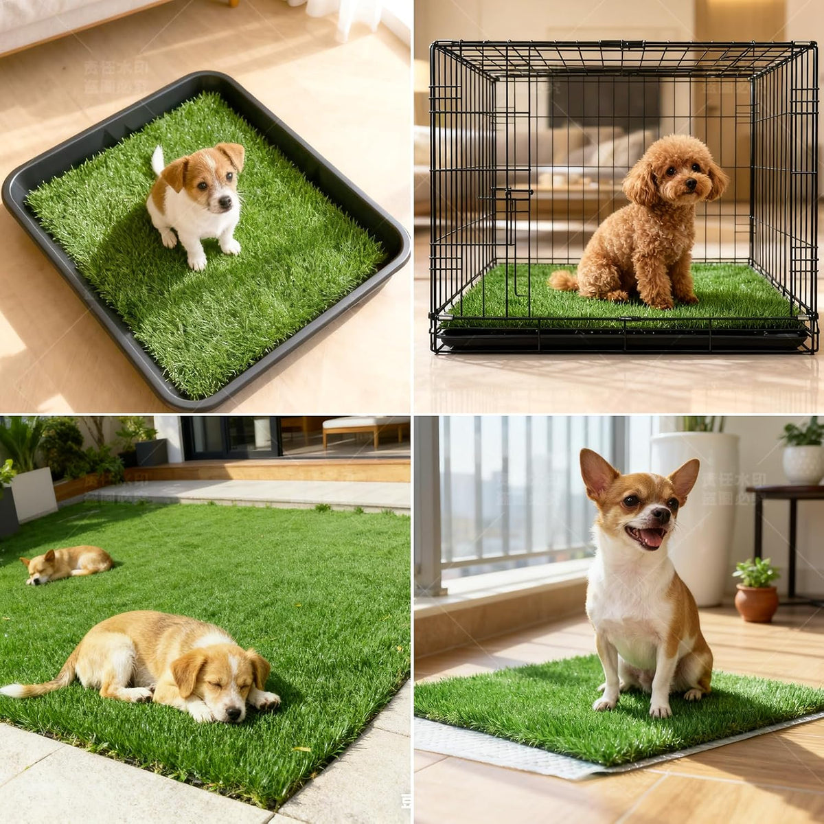 Dog Grass Pee Pads, 2 Pack 14 x 18 Inch Artificial Grass Replacement Mats for Dog Potty Trays, Soft 1.38 Inch Washable Turf with Drainage Holes, Indoor Outdoor