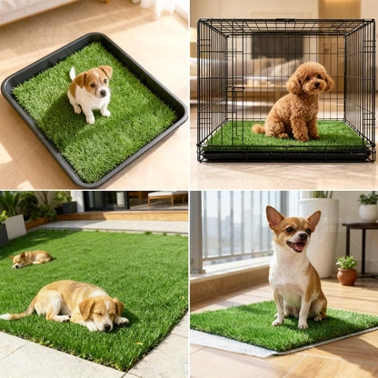 Dog Grass Pee Pads, 2 Pack 14 x 18 Inch Artificial Grass Replacement Mats for Dog Potty Trays, Soft 1.38 Inch Washable Turf with Drainage Holes, Indoor Outdoor