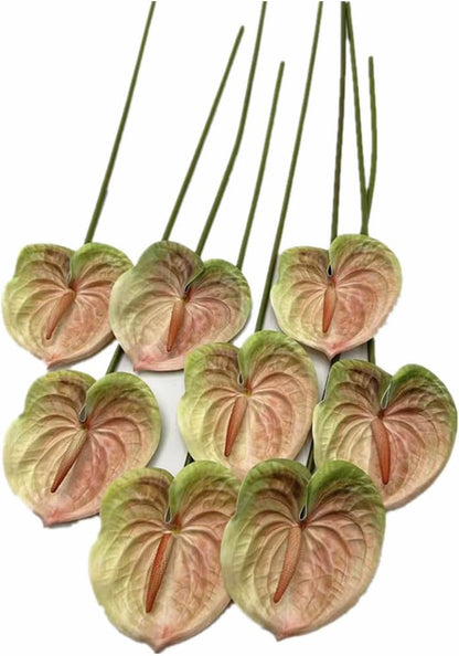 8pcs Artificial Anthurium Flowers Lifelike Flower 5.5" Head for Table Centerpieces Bridal Wedding Festival Christmas Hotel Home Floral Decor (champagn)