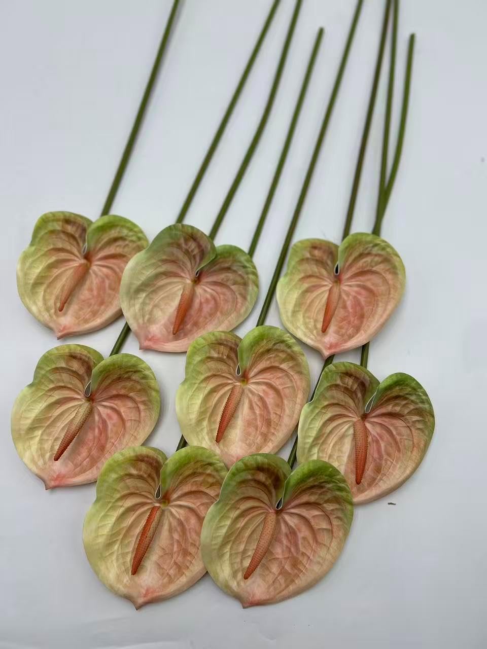 8pcs Artificial Anthurium Flowers Lifelike Flower 5.5" Head for Table Centerpieces Bridal Wedding Festival Christmas Hotel Home Floral Decor (champagn)