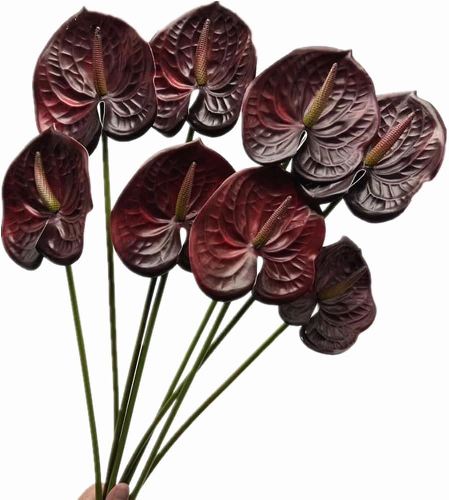 8pcs Artificial Anthurium Flowers Lifelike Flower 5.5" Head for Table Centerpieces Bridal Wedding Festival Christmas Hotel Home Floral Decor (champagn)