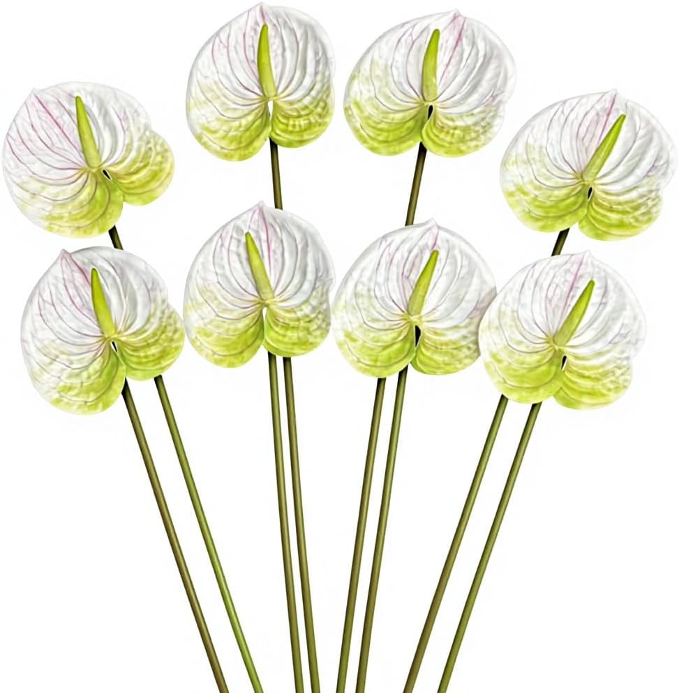 8pcs Artificial Anthurium Flowers Lifelike Flower 5.5" Head for Table Centerpieces Bridal Wedding Festival Christmas Hotel Home Floral Decor (champagn)