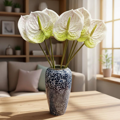8pcs Artificial Anthurium Flowers Lifelike Flower 5.5" Head for Table Centerpieces Bridal Wedding Festival Christmas Hotel Home Floral Decor (champagn)