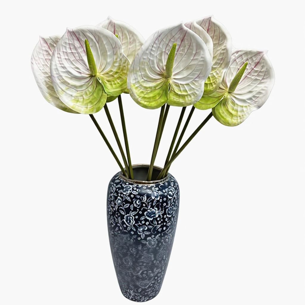 8pcs Artificial Anthurium Flowers Lifelike Flower 5.5" Head for Table Centerpieces Bridal Wedding Festival Christmas Hotel Home Floral Decor (champagn)