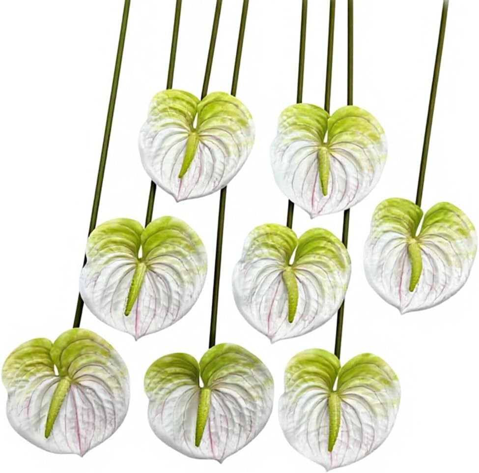 8pcs Artificial Anthurium Flowers Lifelike Flower 5.5" Head for Table Centerpieces Bridal Wedding Festival Christmas Hotel Home Floral Decor (champagn)
