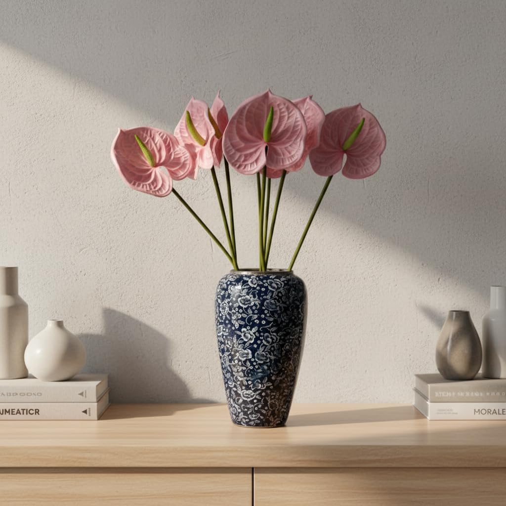 8pcs Artificial Anthurium Flowers Lifelike Flower 5.5" Head for Table Centerpieces Bridal Wedding Festival Christmas Hotel Home Floral Decor (champagn)