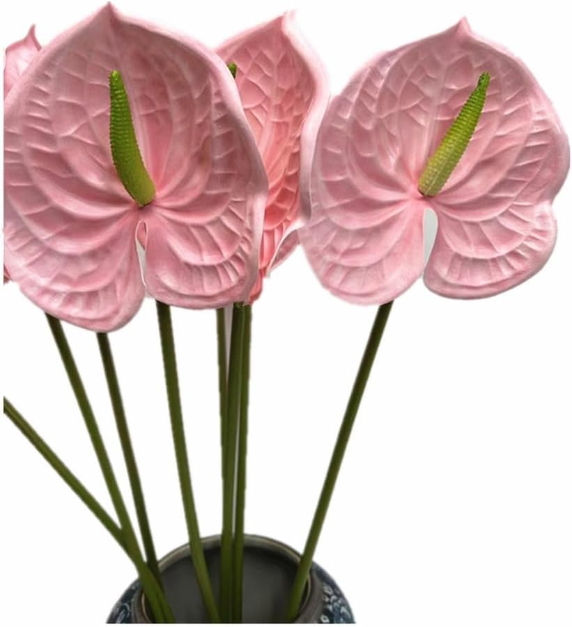 8pcs Artificial Anthurium Flowers Lifelike Flower 5.5" Head for Table Centerpieces Bridal Wedding Festival Christmas Hotel Home Floral Decor (champagn)