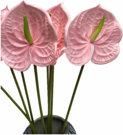 8pcs Artificial Anthurium Flowers Lifelike Flower 5.5" Head for Table Centerpieces Bridal Wedding Festival Christmas Hotel Home Floral Decor (champagn)