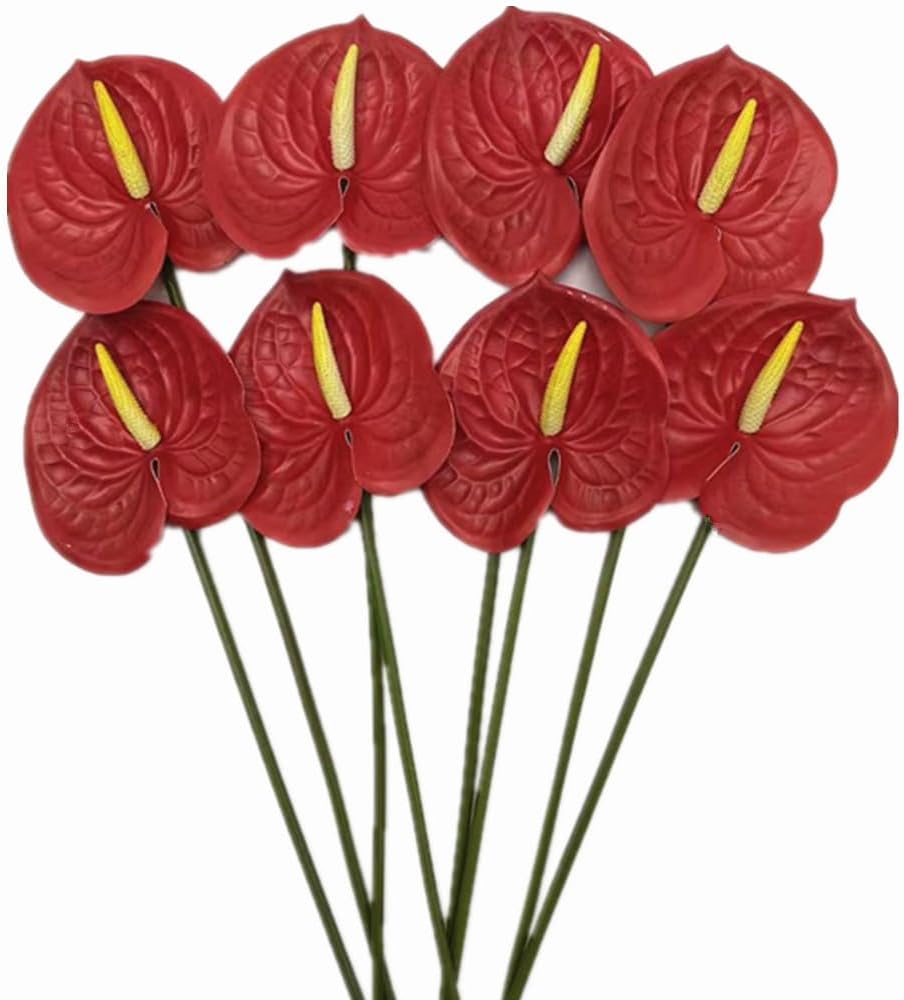 8pcs Artificial Anthurium Flowers Lifelike Flower 5.5" Head for Table Centerpieces Bridal Wedding Festival Christmas Hotel Home Floral Decor (champagn)