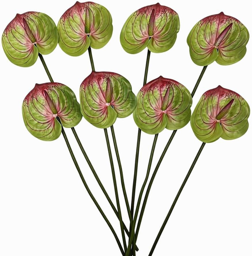 8pcs Artificial Anthurium Flowers Lifelike Flower 5.5" Head for Table Centerpieces Bridal Wedding Festival Christmas Hotel Home Floral Decor (champagn)