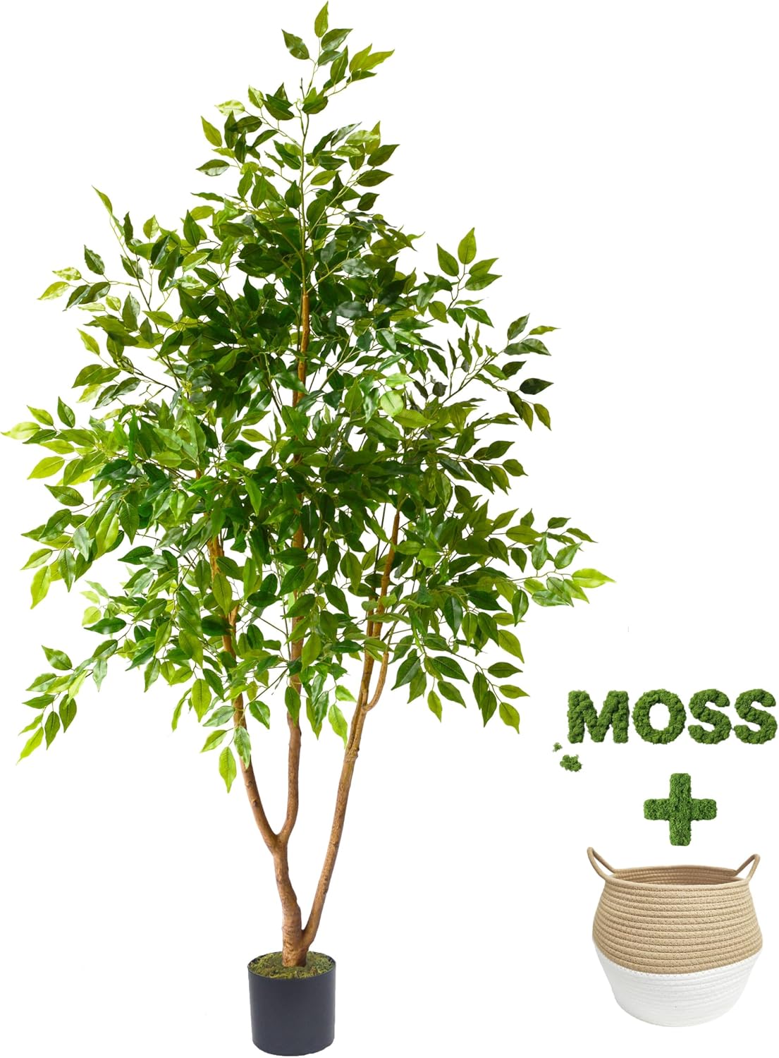 Fake Dracaena Tree 5ft Tall Artificial Plant with Woven Basket
