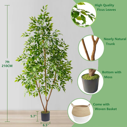 Fake Dracaena Tree 5ft Tall Artificial Plant with Woven Basket