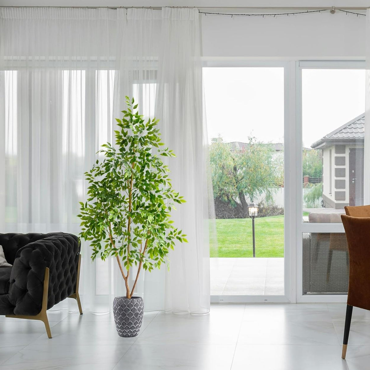 Fake Dracaena Tree 5ft Tall Artificial Plant with Woven Basket