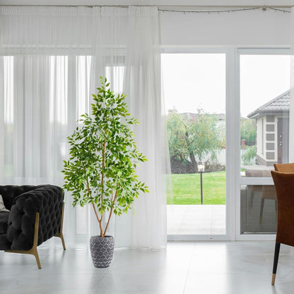 Fake Dracaena Tree 5ft Tall Artificial Plant with Woven Basket