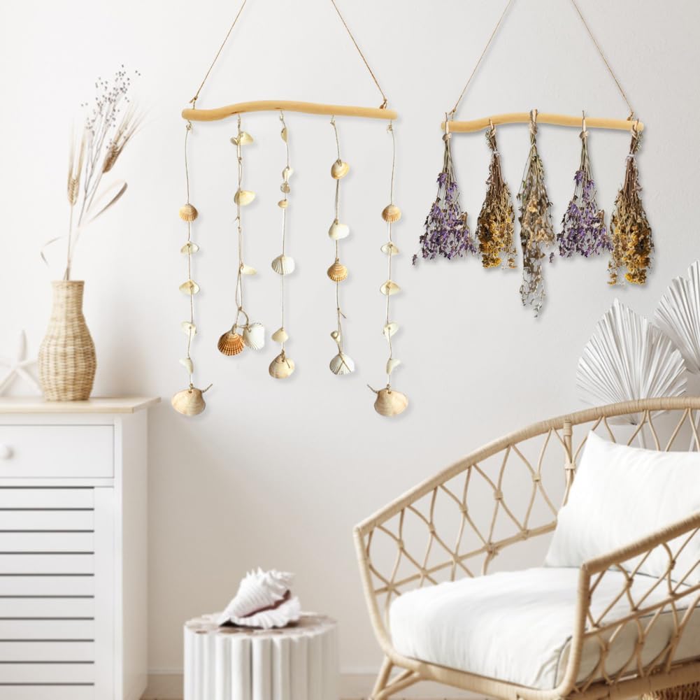 2Pcs 15 Inch Driftwood for Crafts Natural Driftwood Decorative Branches, Home Wall Hanging Decor Jewelry Organizers with 5 Hooks, Handcrafted from Natural Drift Wood for Keys Hats Entryway
