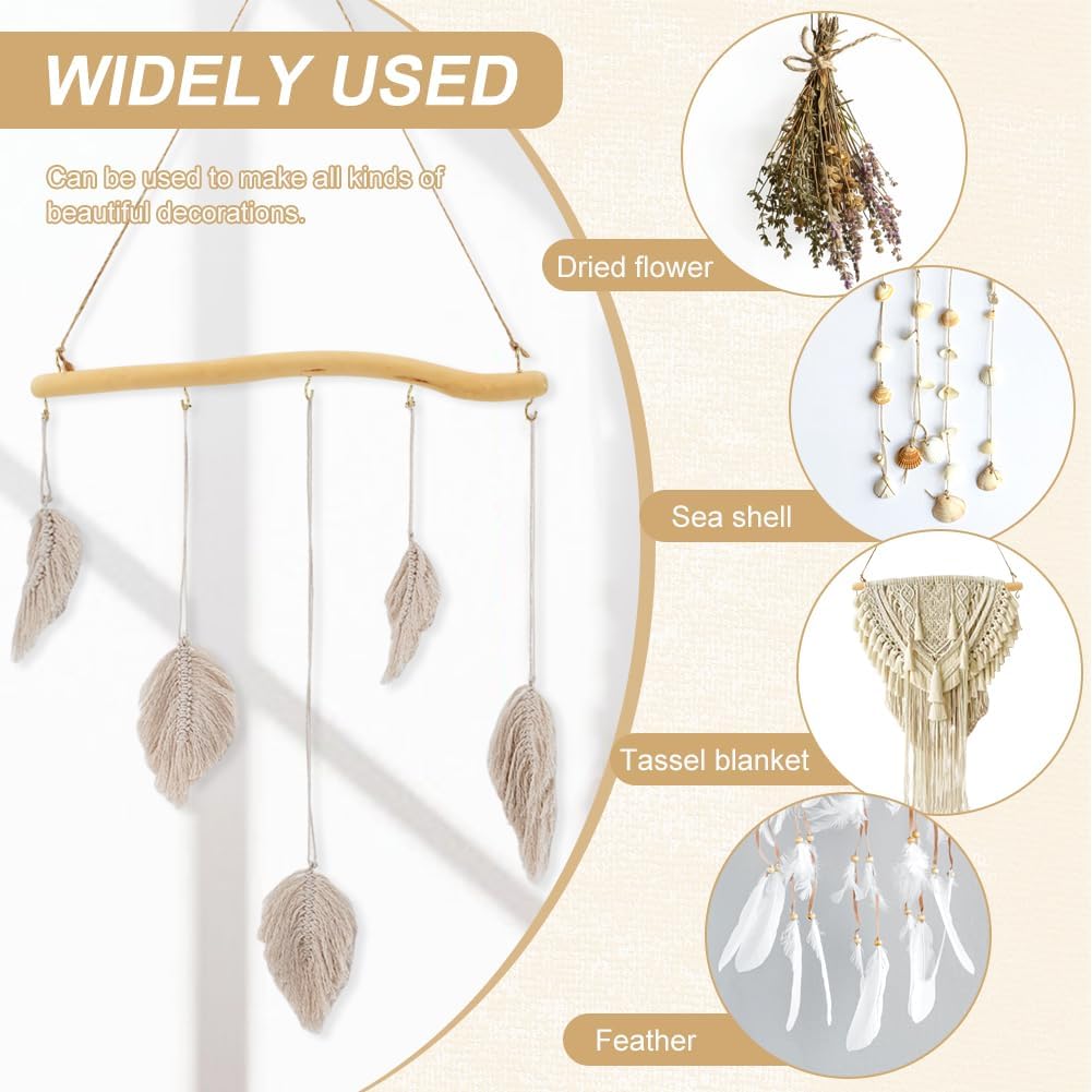 2Pcs 15 Inch Driftwood for Crafts Natural Driftwood Decorative Branches, Home Wall Hanging Decor Jewelry Organizers with 5 Hooks, Handcrafted from Natural Drift Wood for Keys Hats Entryway