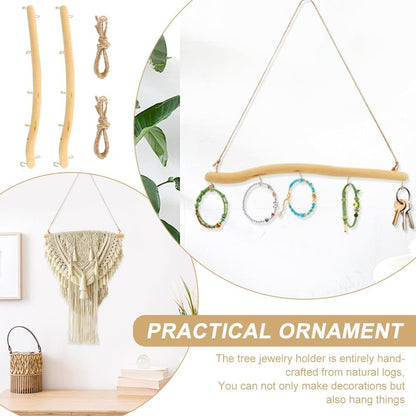 2Pcs 15 Inch Driftwood for Crafts Natural Driftwood Decorative Branches, Home Wall Hanging Decor Jewelry Organizers with 5 Hooks, Handcrafted from Natural Drift Wood for Keys Hats Entryway