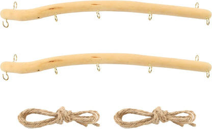 2Pcs 15 Inch Driftwood for Crafts Natural Driftwood Decorative Branches, Home Wall Hanging Decor Jewelry Organizers with 5 Hooks, Handcrafted from Natural Drift Wood for Keys Hats Entryway