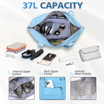 Travel Duffle Bag, Waterproof Weekender Bag Carry On Tote Bags for Women, Travel Essentials Sport Gym Bag for Men, Hospital Bag for Labor and Delivery, Overnight Bag Luggage Bag with Trolley Sleeve