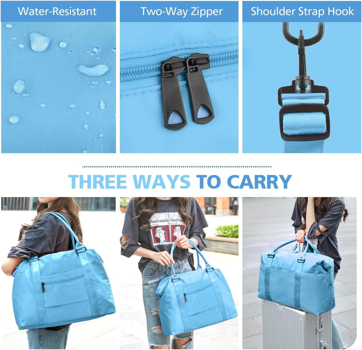 Travel Duffle Bag, Waterproof Weekender Bag Carry On Tote Bags for Women, Travel Essentials Sport Gym Bag for Men, Hospital Bag for Labor and Delivery, Overnight Bag Luggage Bag with Trolley Sleeve
