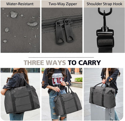 Travel Duffle Bag, Waterproof Weekender Bag Carry On Tote Bags for Women, Travel Essentials Sport Gym Bag for Men, Hospital Bag for Labor and Delivery, Overnight Bag Luggage Bag with Trolley Sleeve