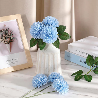 50 Pcs Blue Artificial Dahlia Flowers, 3.15 Inches