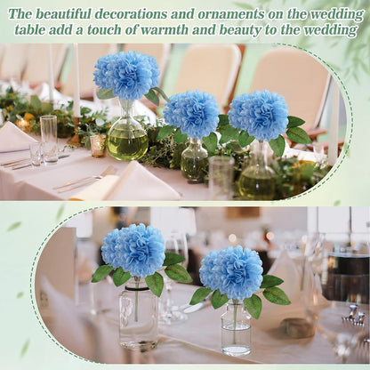 50 Pcs Blue Artificial Dahlia Flowers, 3.15 Inches