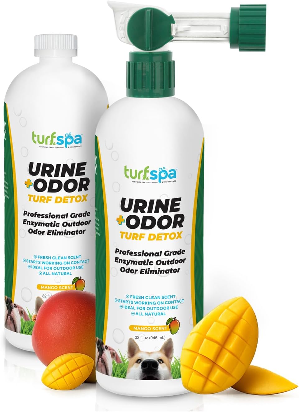 Urine & Odor Turf Detox: 32 oz Mango Scented Professional Enzyme Cleaner & Odor Eliminator for Artificial Grass, Turf, Concrete & Patios, Pet Urine Enzymatic Cleaner for Dogs & Cats