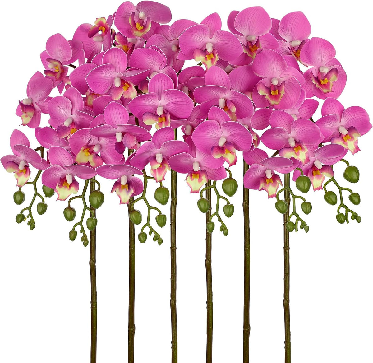 6Pcs Purple Orchids Artificial Flowers, 25" Silk Orchid That Look Real