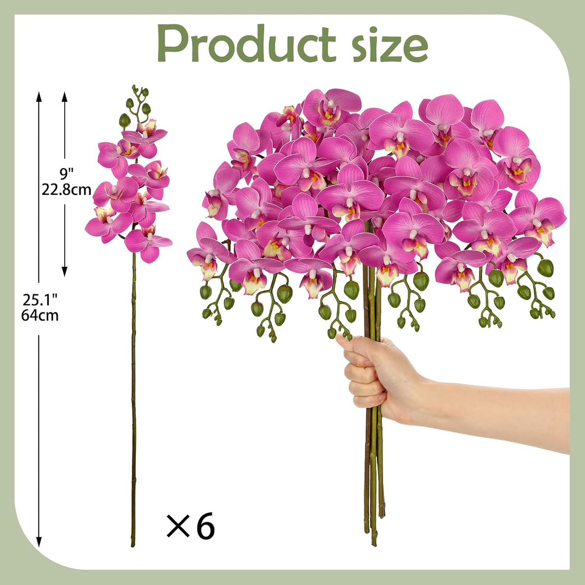 6Pcs Purple Orchids Artificial Flowers, 25" Silk Orchid That Look Real