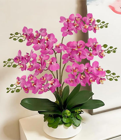 6Pcs Purple Orchids Artificial Flowers, 25" Silk Orchid That Look Real
