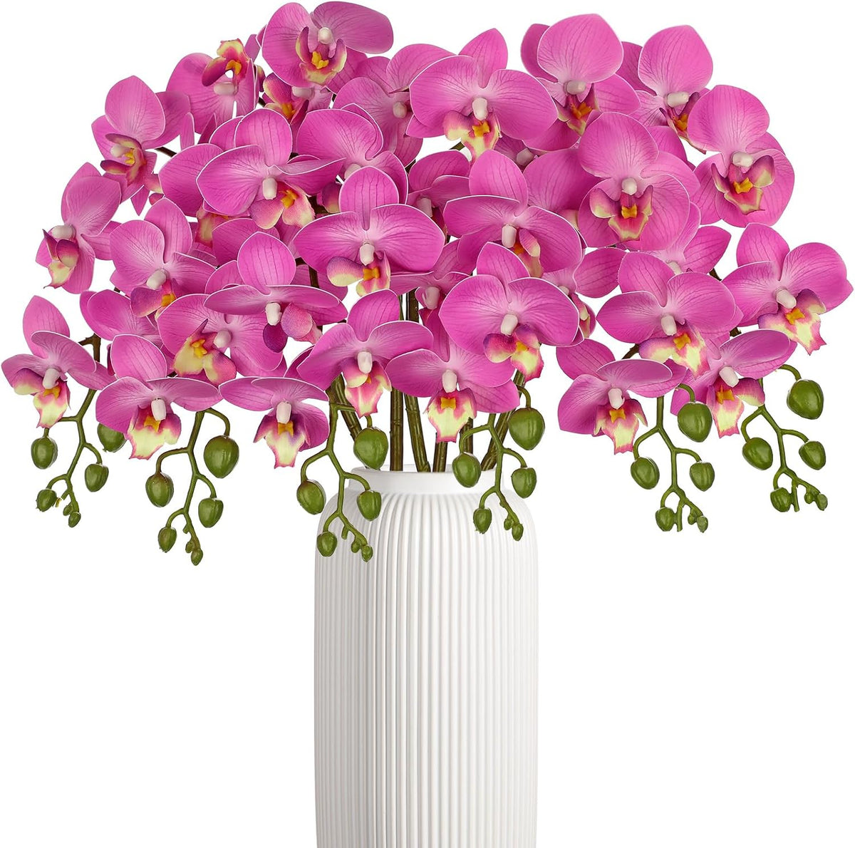 6Pcs Purple Orchids Artificial Flowers, 25" Silk Orchid That Look Real