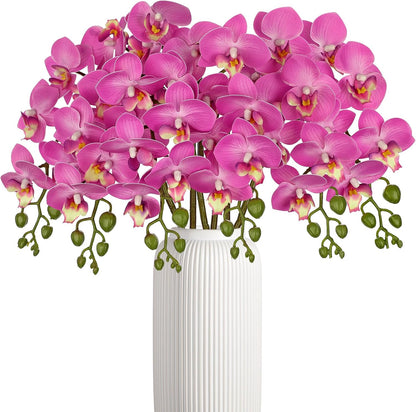 6Pcs Purple Orchids Artificial Flowers, 25" Silk Orchid That Look Real
