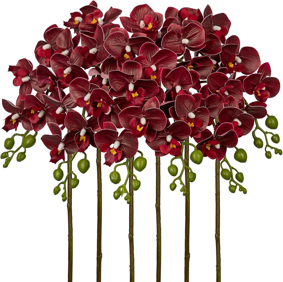 6Pcs Purple Orchids Artificial Flowers, 25" Silk Orchid That Look Real