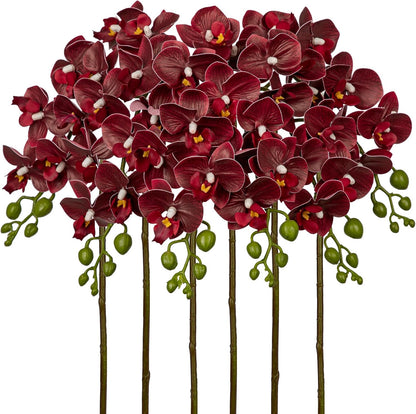 6Pcs Purple Orchids Artificial Flowers, 25" Silk Orchid That Look Real