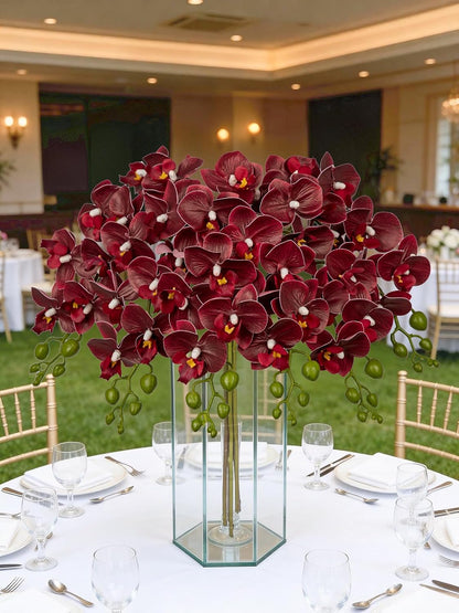 6Pcs Purple Orchids Artificial Flowers, 25" Silk Orchid That Look Real