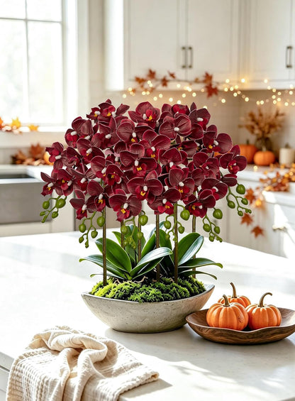 6Pcs Purple Orchids Artificial Flowers, 25" Silk Orchid That Look Real