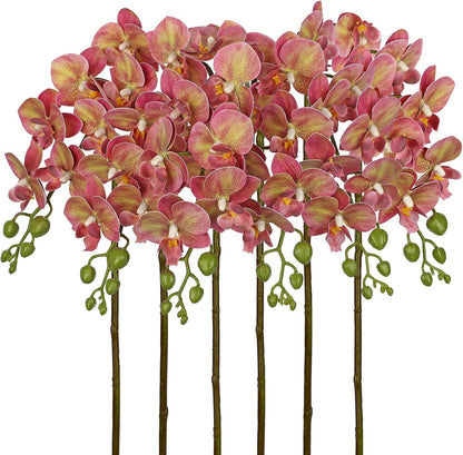 6Pcs Purple Orchids Artificial Flowers, 25" Silk Orchid That Look Real