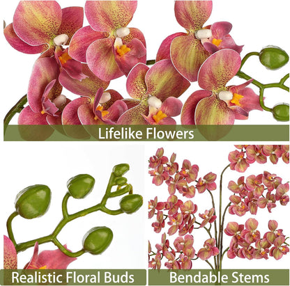 6Pcs Purple Orchids Artificial Flowers, 25" Silk Orchid That Look Real