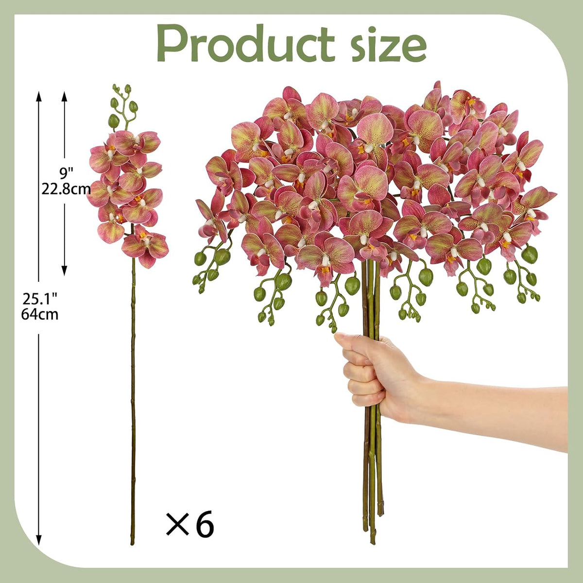 6Pcs Purple Orchids Artificial Flowers, 25" Silk Orchid That Look Real