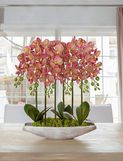 6Pcs Purple Orchids Artificial Flowers, 25" Silk Orchid That Look Real